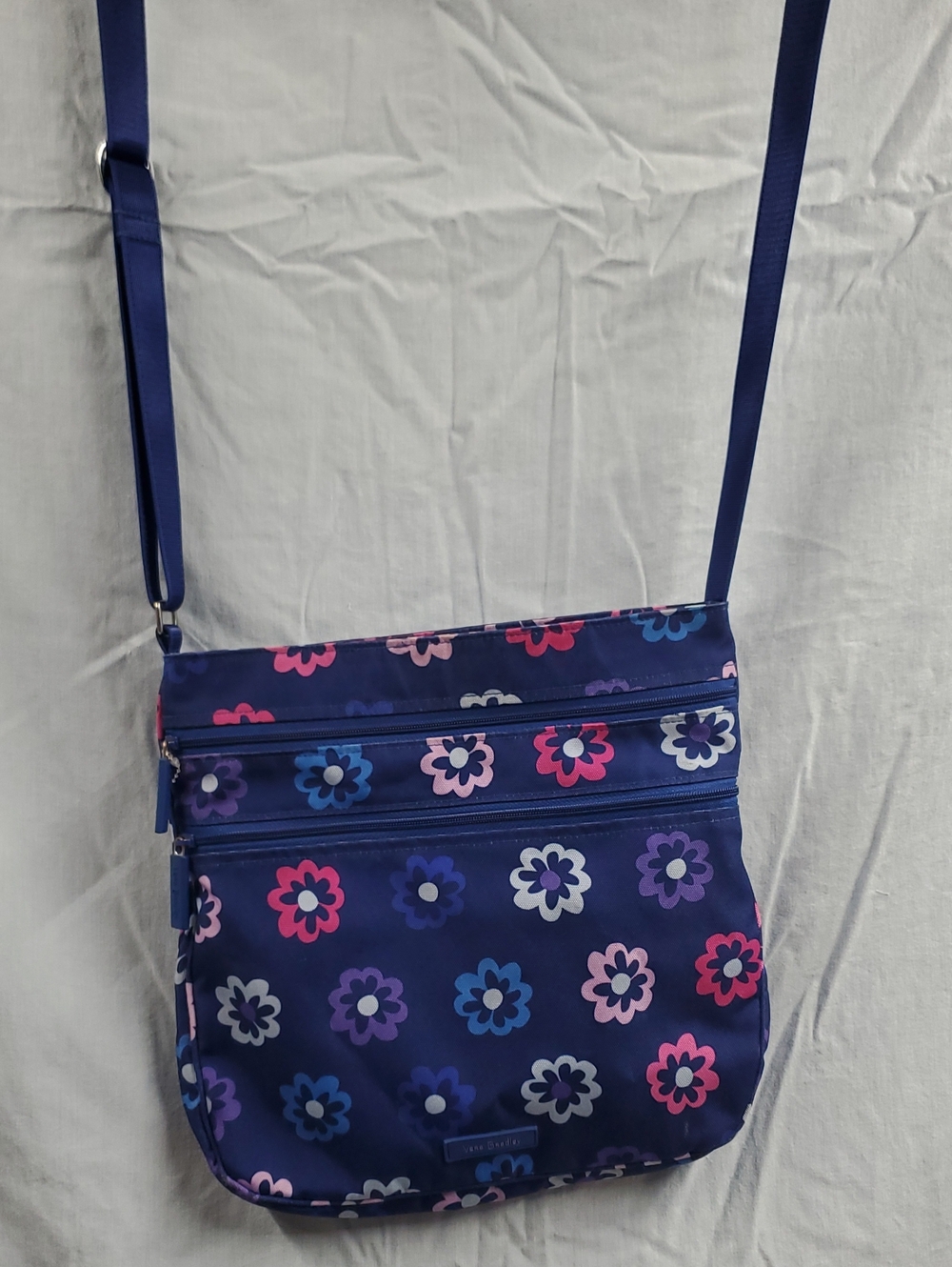 Vera Bradley Navy Floral Crossbody with Pink & Purple Accents